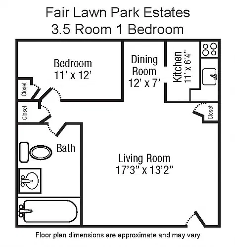 Floor plan 3.5 Room 1 Bedroom