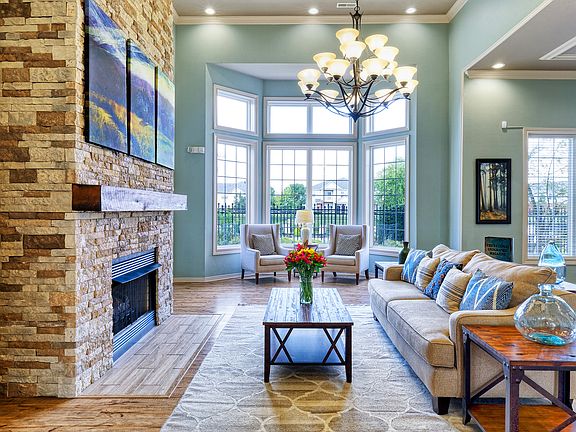 Resident clubhouse with fireplace
