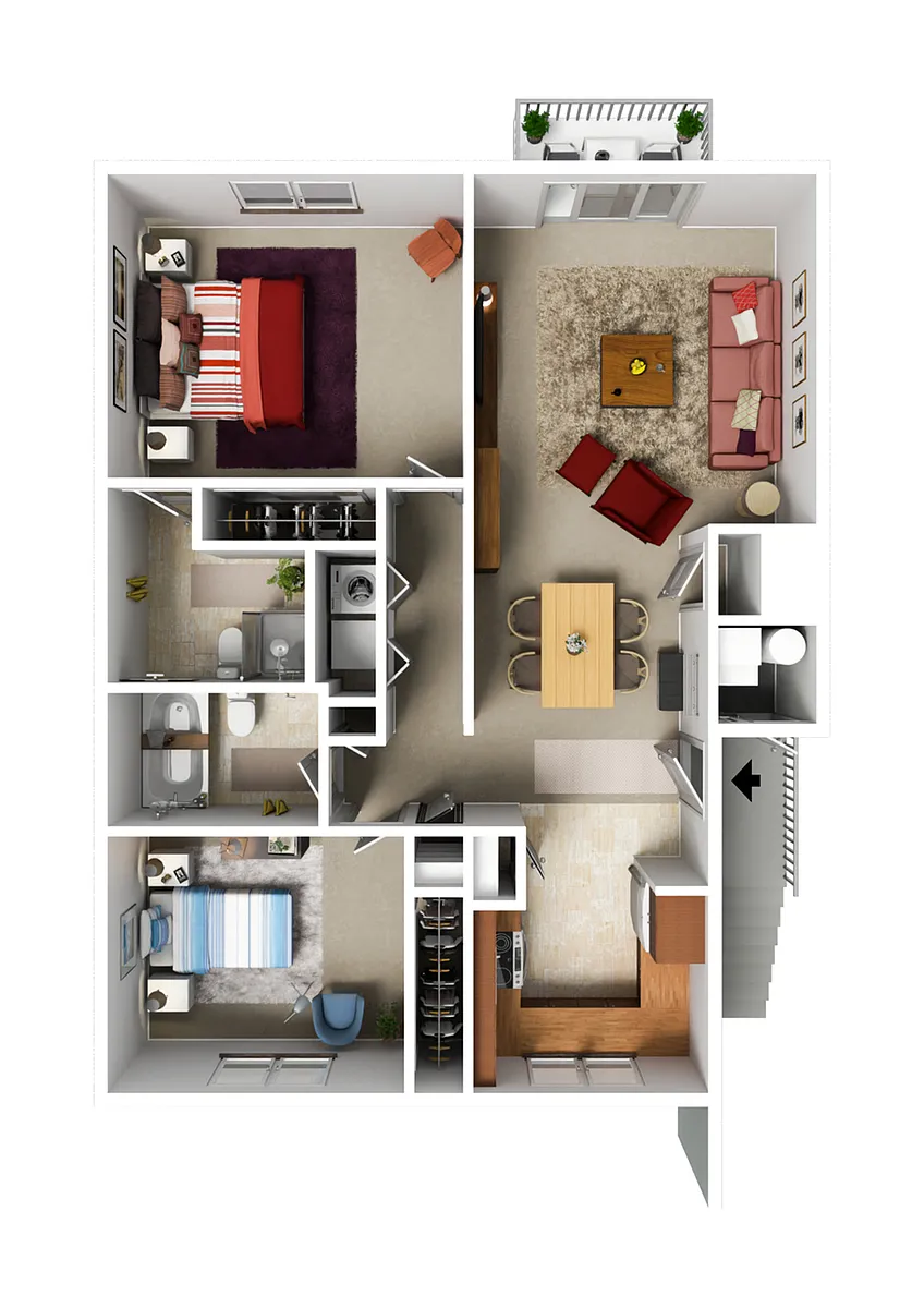 Floor plan 2 Bedroom, 2 Bath