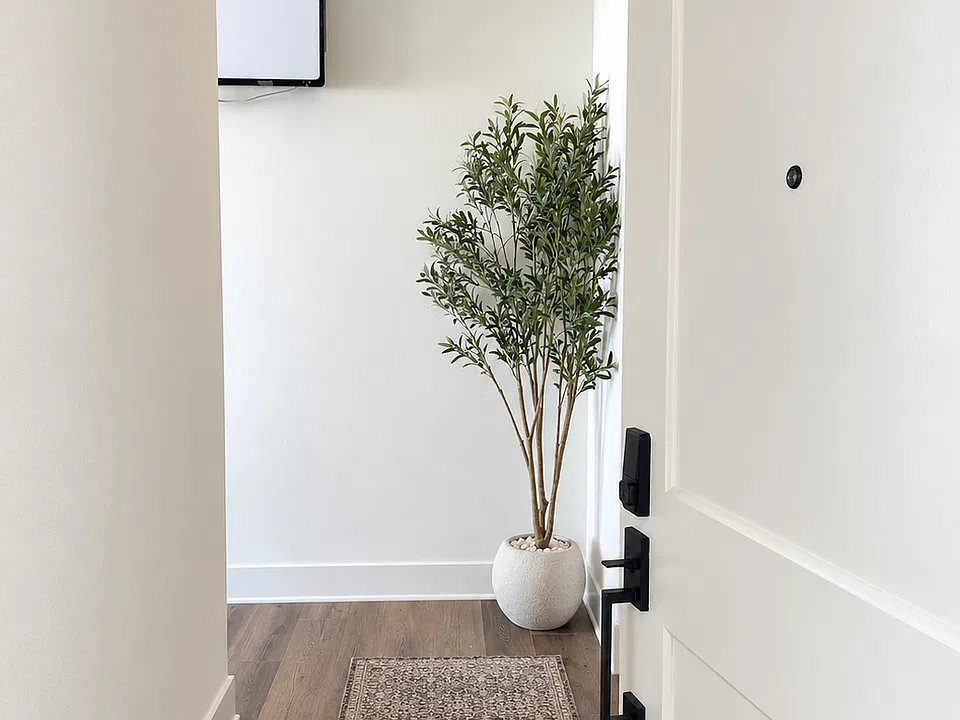 You enter the unit with a dedicated entryway.