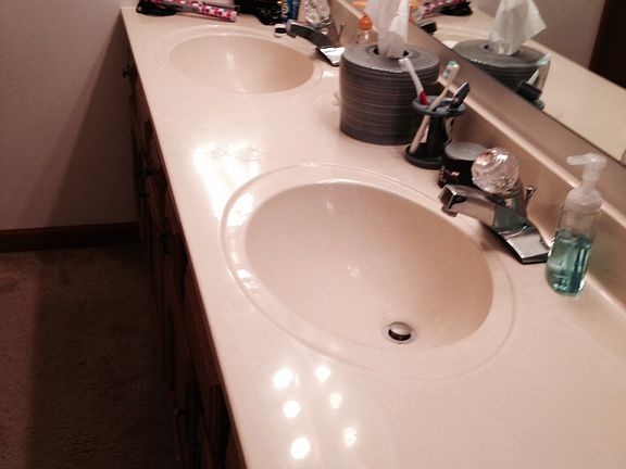 Master bathroom double sinks