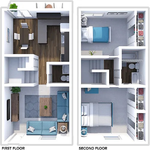 Floor plan 2 Bed 1.5 Bath Townhome