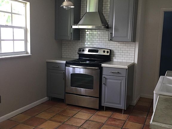 Kitchen with oven and room for tenant to put in an island
