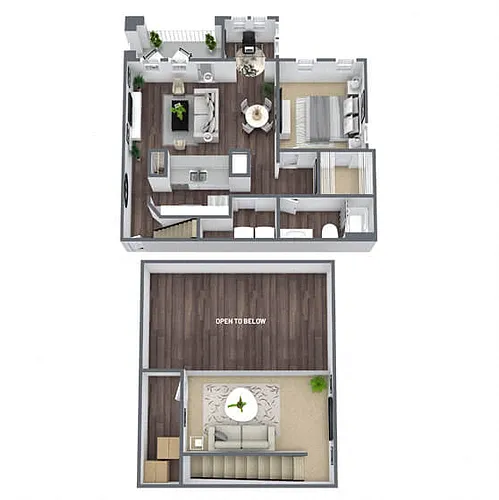 Floor plan A5: 1 Bed 1 Bath + Loft