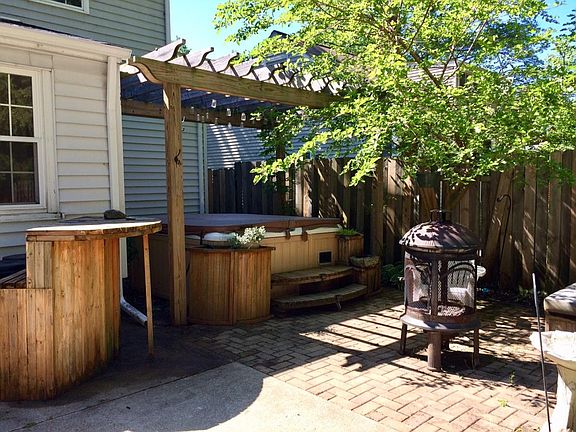 Pergola over hot tub.
