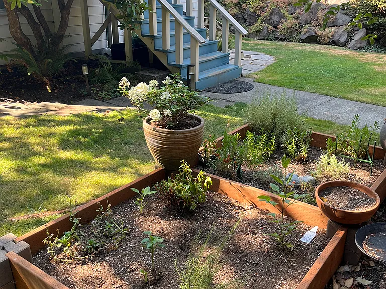 Lawn and private gardening space for urban gardeners