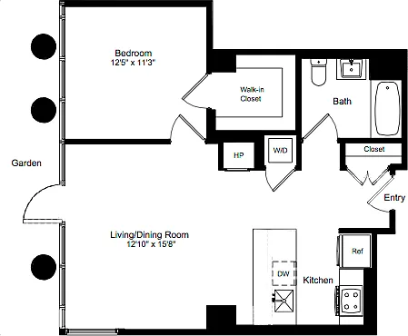 Floor plan One Bedroom M 2