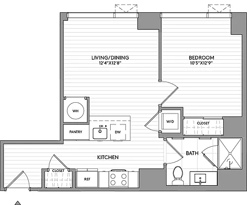 Floor plan 1-Bed-1-Bath-A6