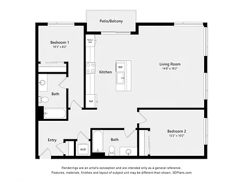 Floor plan Two Bedroom E01D