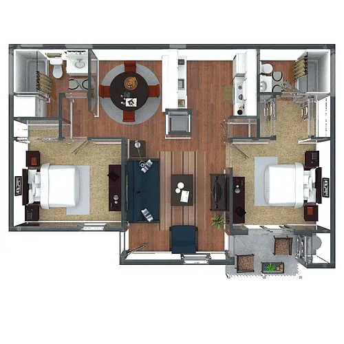 Floor plan Two Bedroom-Two Bath