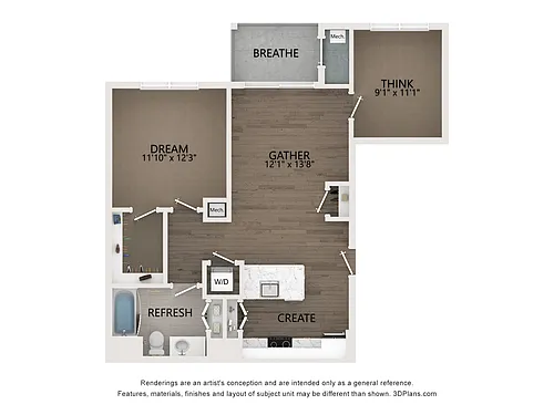 Floor plan B1 867sf