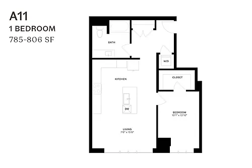 Floor plan One Bedroom A11