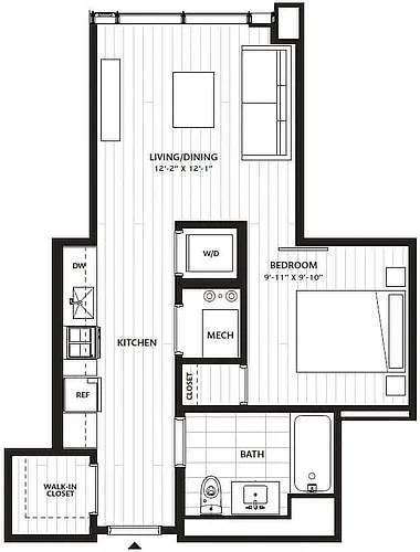 Floor plan 1 Bed/1 Bath-A1