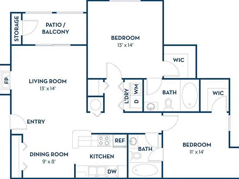 2 Bedroom | 2 Bath | 1132 SF 2 Bedroom | 2 Bath | 1132 SF