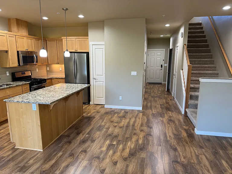 family room and kitchen