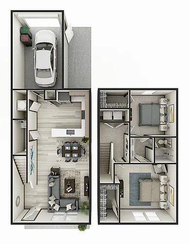 Floor plan Shawnee with 1 Car Garage