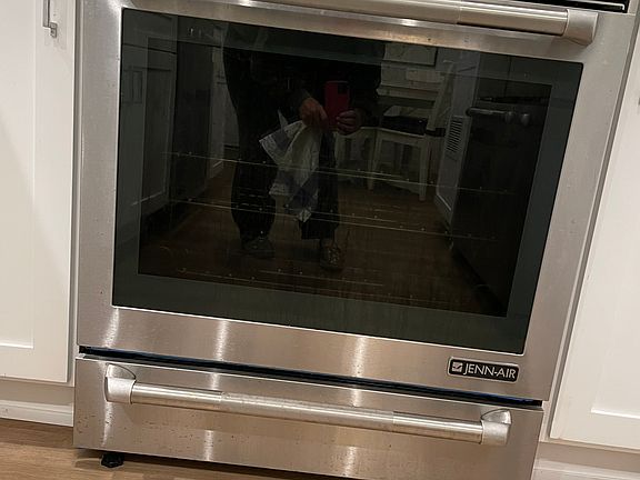 Closer look at the oven.