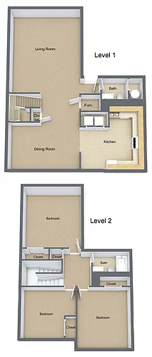 Floor plan Three Bedroom Townhome