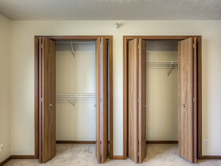 Bedroom closets at Huntington Apartments.