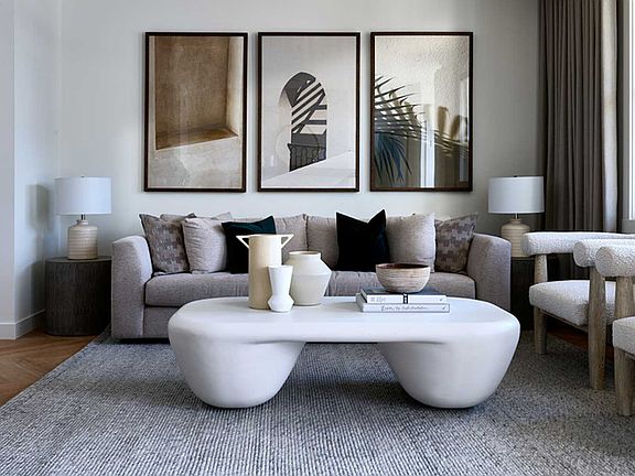 A photo of the living room of the Oxford show home by Brookfield Residential