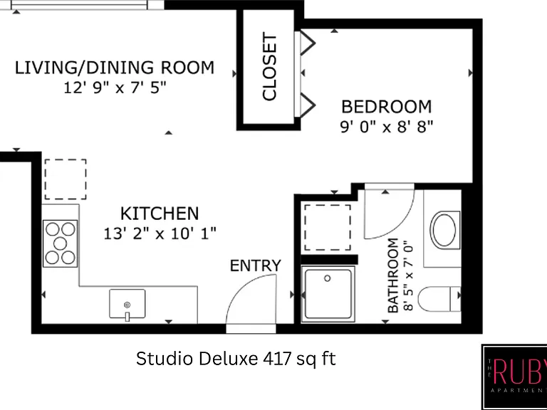 Studio Deluxe l 417 sq ft l The Ruby Studio Deluxe l 417 sq ft l The Ruby