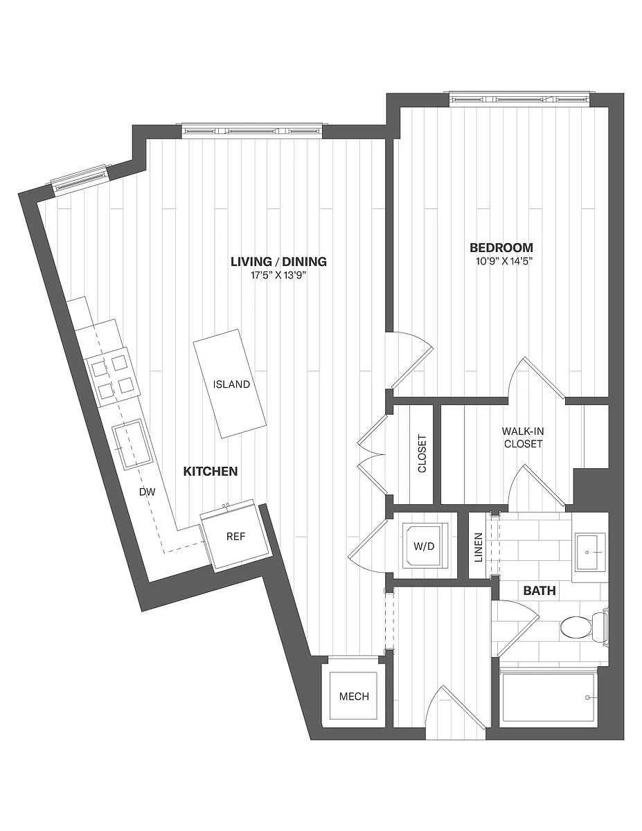 Floor plan 1H - 1 Bed/1 Bath