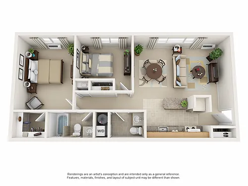 Floor plan Two Bedroom with Balcony