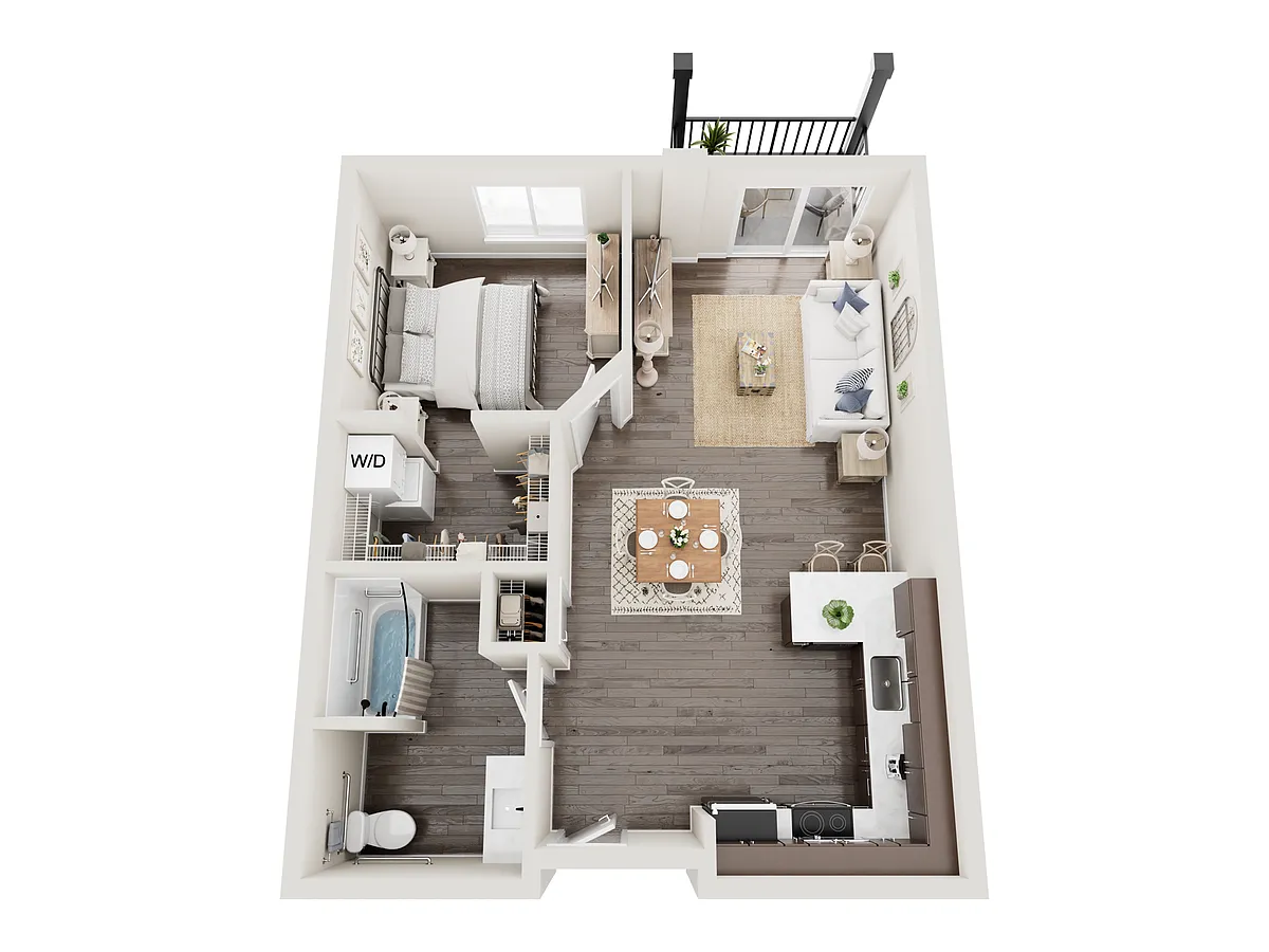 Floor plan 1 Bedroom B4 - ADA