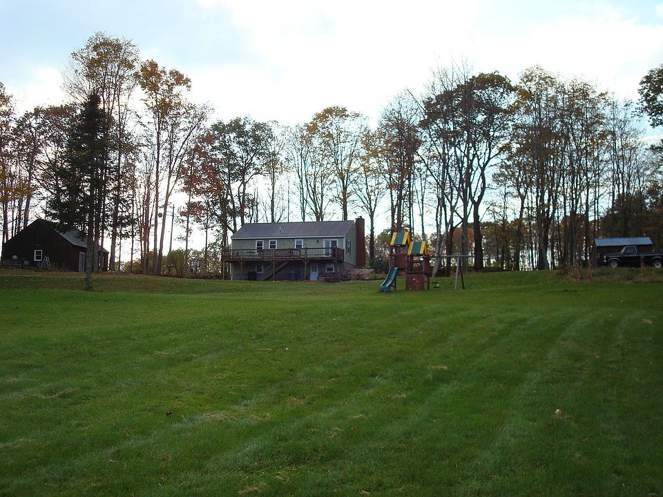 front field looking at back of house, in front of pond