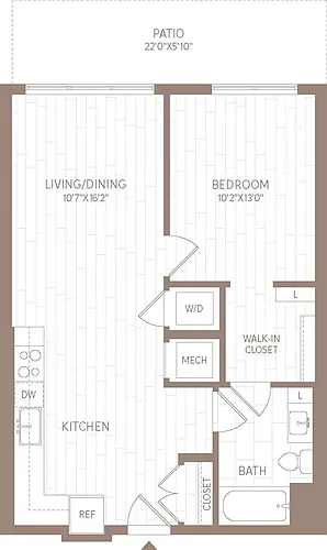 Floor plan 1 Bed/1 Bath-A1