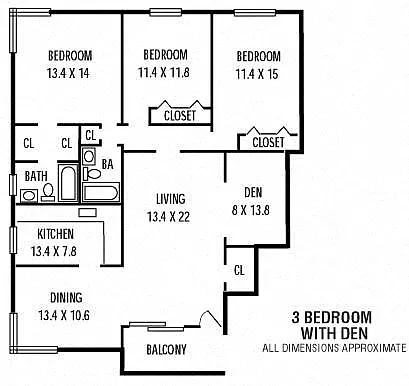 Floor plan 3Bedroom Den 2Bathroom