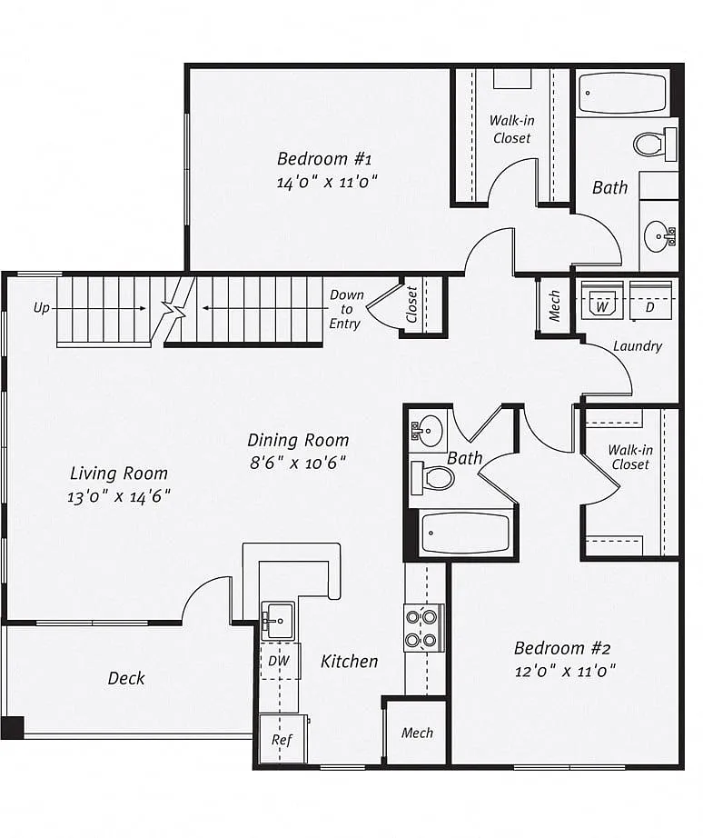 Floor plan 2 Bed/2 Bath-The Jones