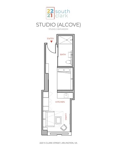 Floor plan 1 Bed 1 Bath - 334 sqft
