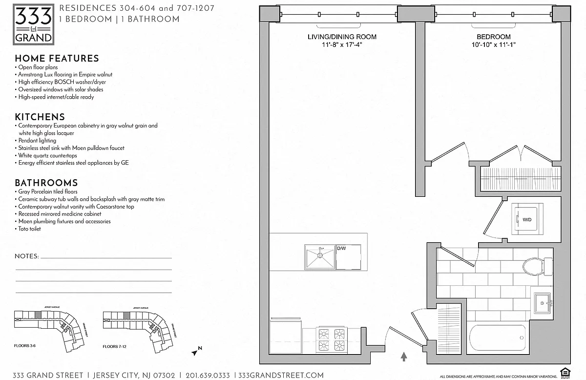Floor plan 333 GRAND - 1 BEDROOM FLOOR PLAN AN