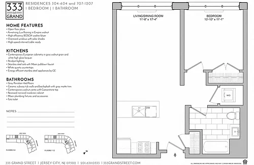 Floor plan 333 GRAND - 1 BEDROOM FLOOR PLAN AN