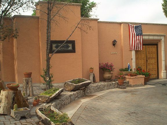 closeup of the driveway and entrance