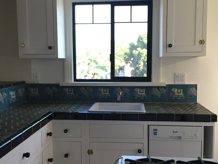 kitchen with custom tile