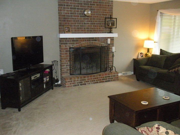 Living room with wood burning stove