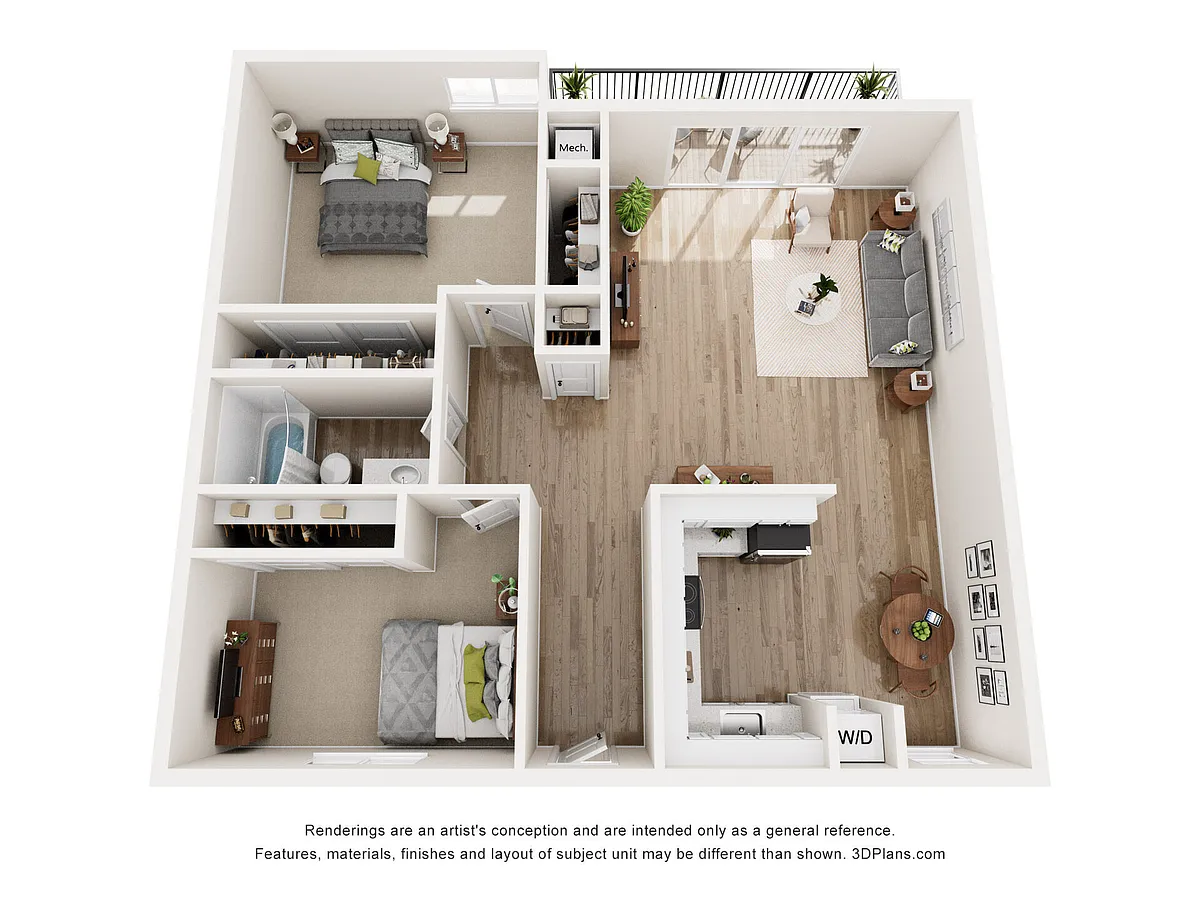 Floor plan 2 Bed 1 Bath