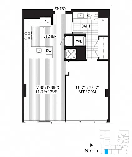 Floor plan 1 Bed - 1 Bath | a04