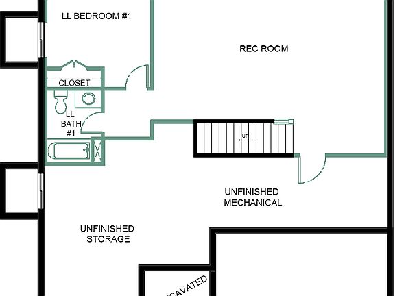 Lower Level - 1 bedroom - 2 car