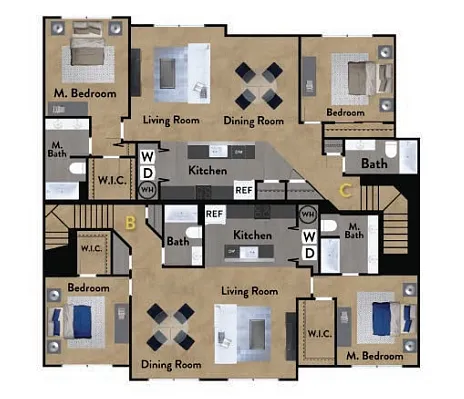 Floor plan Two bed Two bath Villa