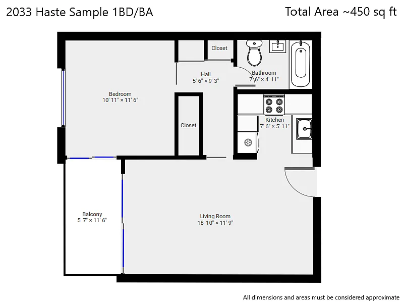 Floor plan One Bedroom with Balcony X02