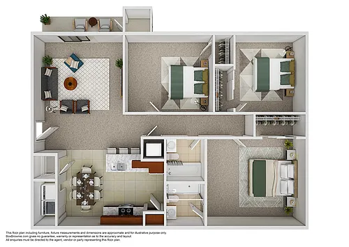 Floor plan 3 Bedroom, 2 Bathroom
