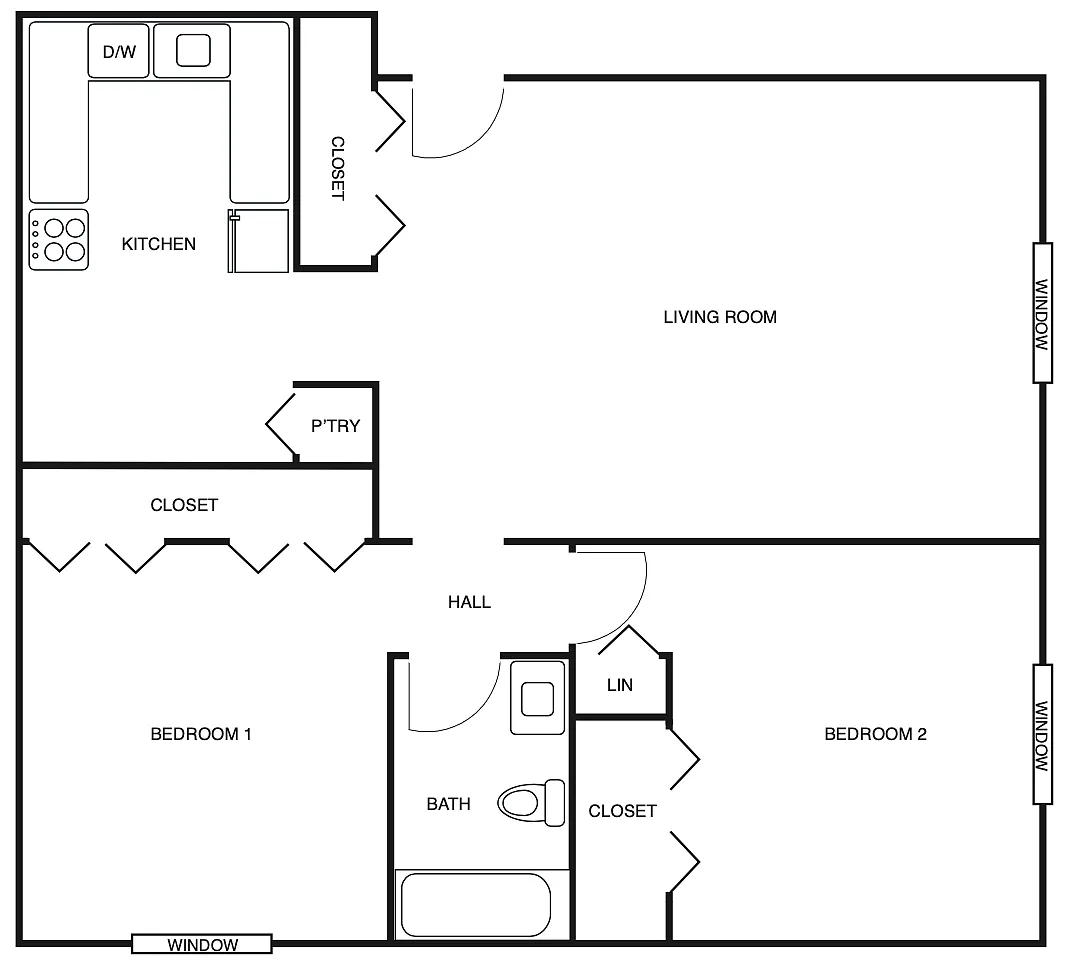 Floor plan Two Bedroom with Balcony
