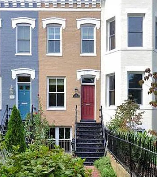 Building facade and garden