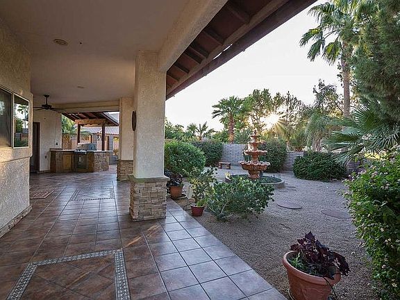 Tiled, covered back patio
