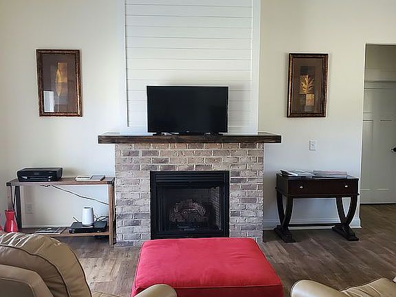 Living room and fireplace