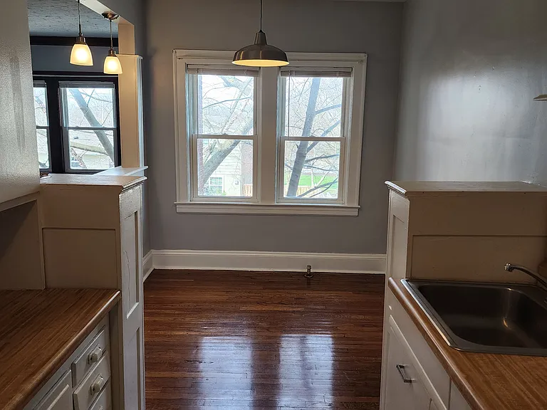 Kitchen breakfast nook from kitchen prep area