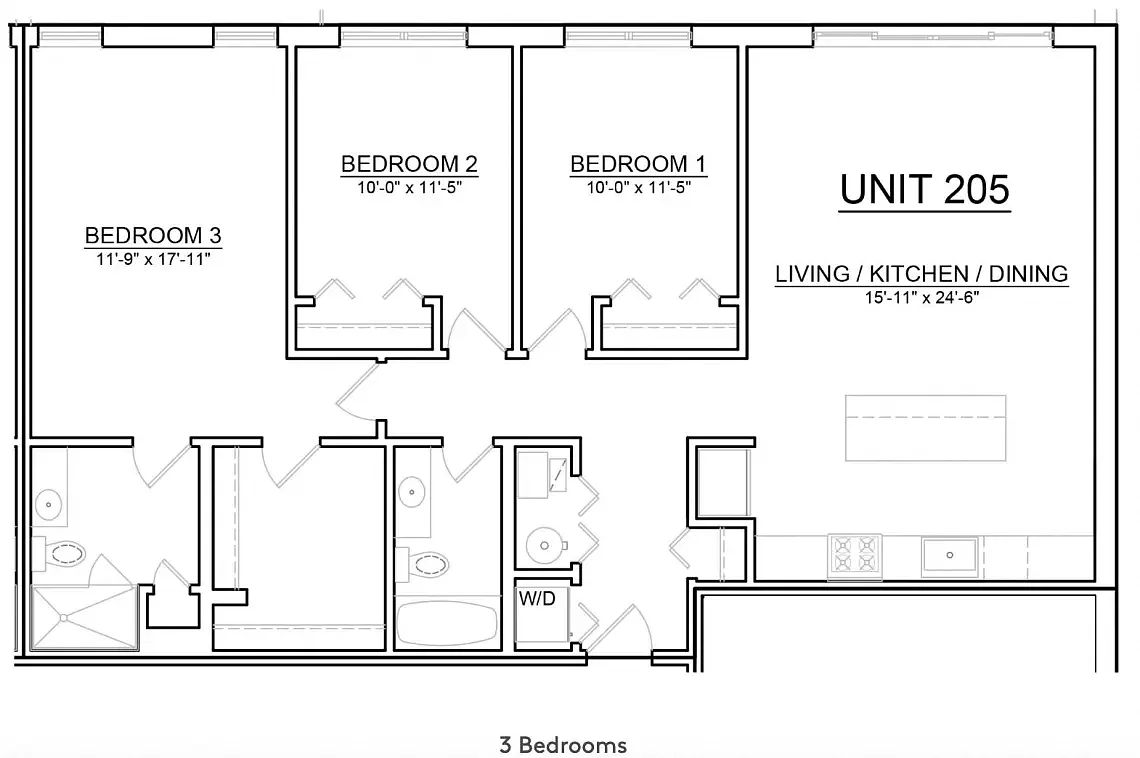 Floor plan 3 Bed x 3 Bath